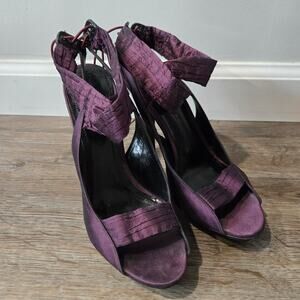 Burberry Purple Open Toe Heels Shoes Strappy Ankle Lace Up 37.5‎ Whimsygoth